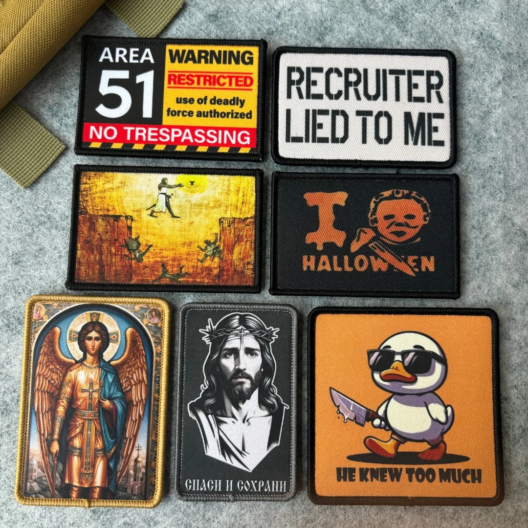 Parche táctico "Jesus Christ", parche con gancho y bucle con estampado divertido de advertencia, insignia de moral militar, brazalete, pegatinas para mochila
