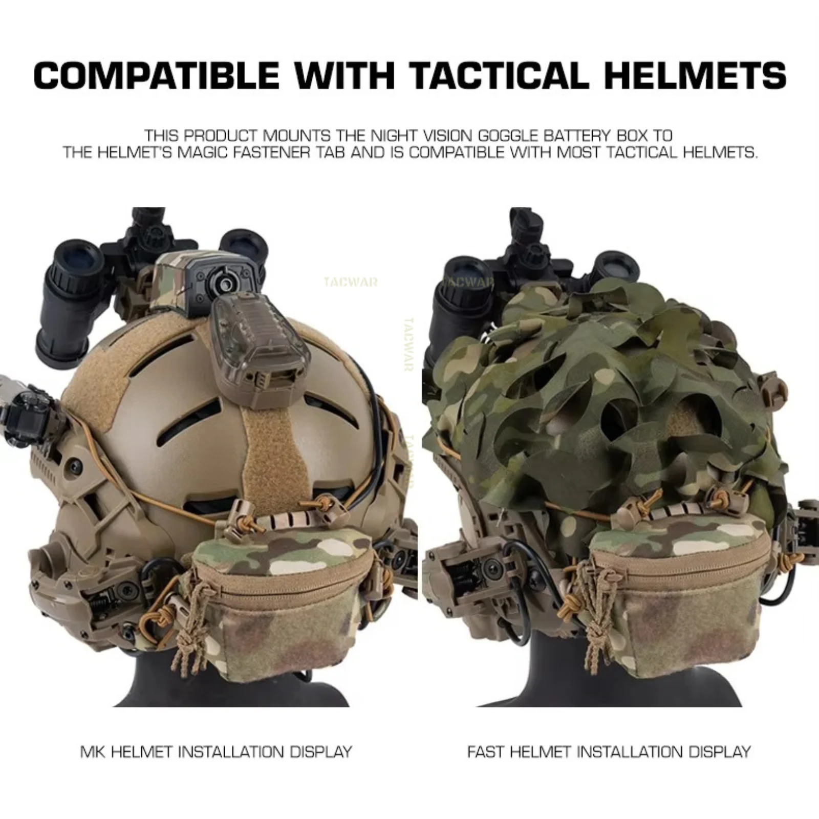 Bolsa de batería trasera para casco táctico Universal, paquete de almacenamiento de contrapeso NVG para cascos rápidos MK1 PJ Airsoft, nailon duradero - imagen 4