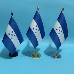 BANDERA DE SKY Escritorio de oficina Bandera pequeña de la bandera de Honduras 14x21 cm poliéster Bandera nacional de Honduras Banner de país Adornos de escritorio Banderas