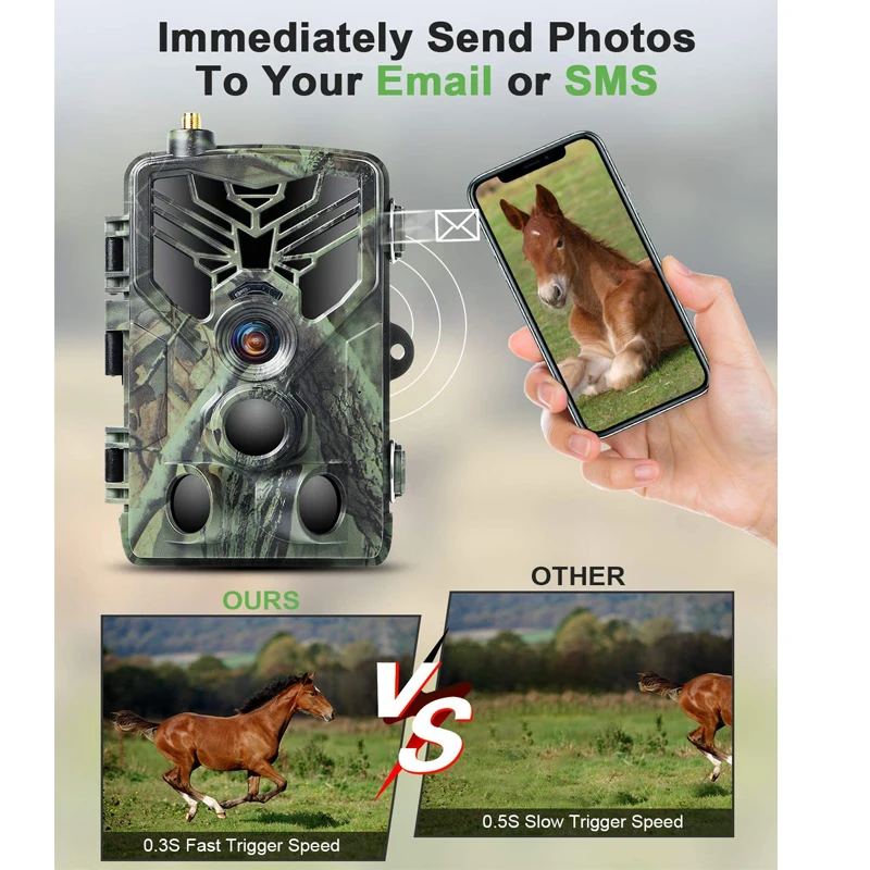 Cámara de rastreo MMS SMTP 3G para exteriores, teléfono móvil inalámbrico, resistente al agua, 16MP, Full HD, 1080P, juego salvaje, trampa de visión nocturna, cámara de juego - imagen 3