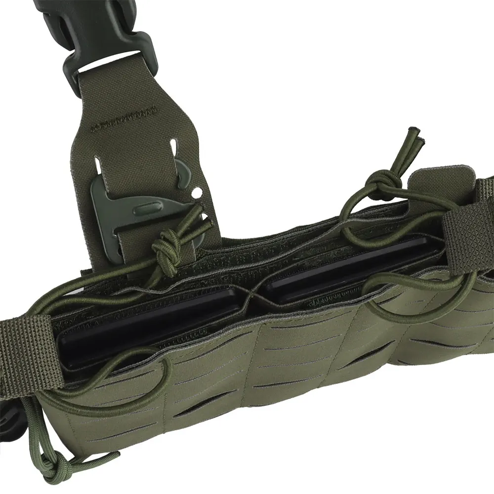 Chaleco táctico para el pecho, chaleco de asalto para entrenamiento de tiro en el campo, portador MOLLE de liberación rápida con bolsa para revistas cuádruple 5,56 - imagen 5