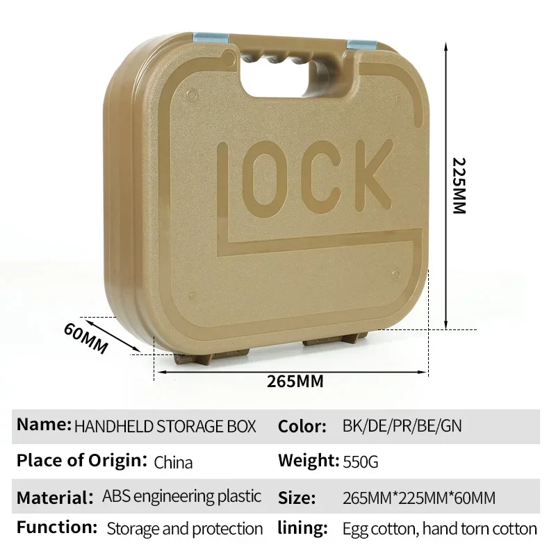 Caja de pistola táctica para pistola Glock, Maleta de transporte de seguridad, accesorios para pistola de mano, herramientas de caza, almacenamiento seguro, estuche rígido portátil - imagen 5
