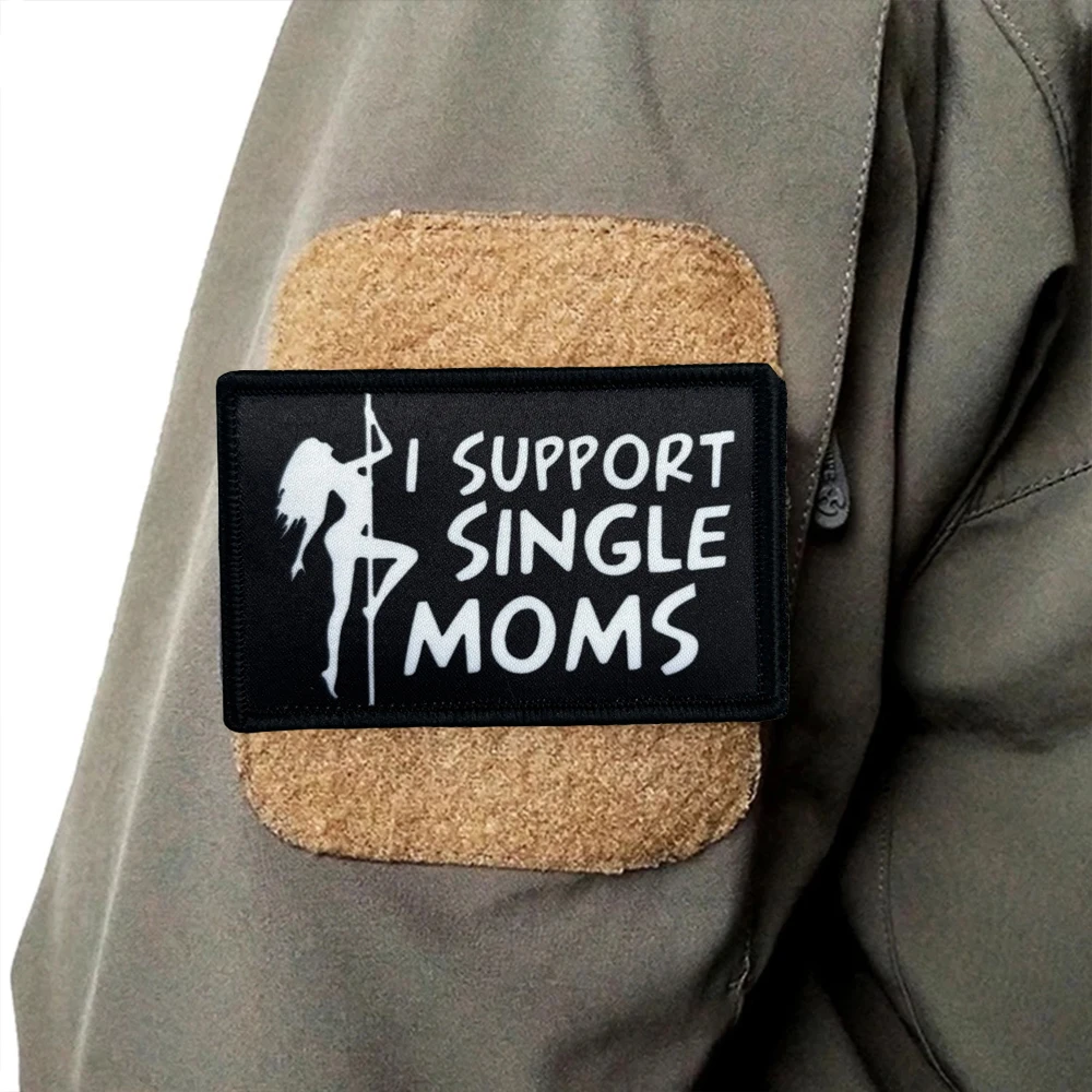 Parches tácticos de apoyo para mamás solteras, parche de bandera Meme con gancho y bucle, insignia de moral del ejército militar, pegatinas para mochila - imagen 5
