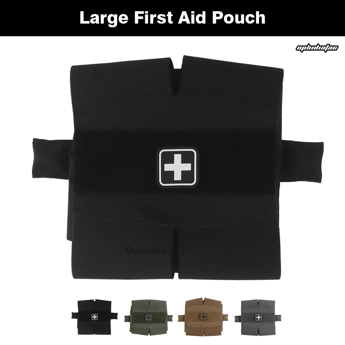 Botiquín de primeros auxilios Compatible con MOLLE, capacidad Extra grande, inserto reflectante, diseño dividido, equipo táctico de emergencia para caza al aire libre