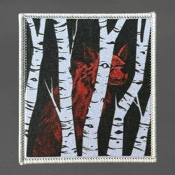 Parche táctico lobo abedul con velcro – Insignia moral para mochila