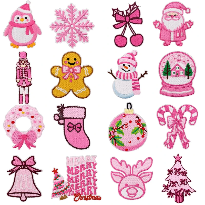 5 unids/set Feliz Navidad parches para planchar para ropa Santa Claus decoraciones navideñas árbol parche bordado carnaval regalo DIY - imagen 4