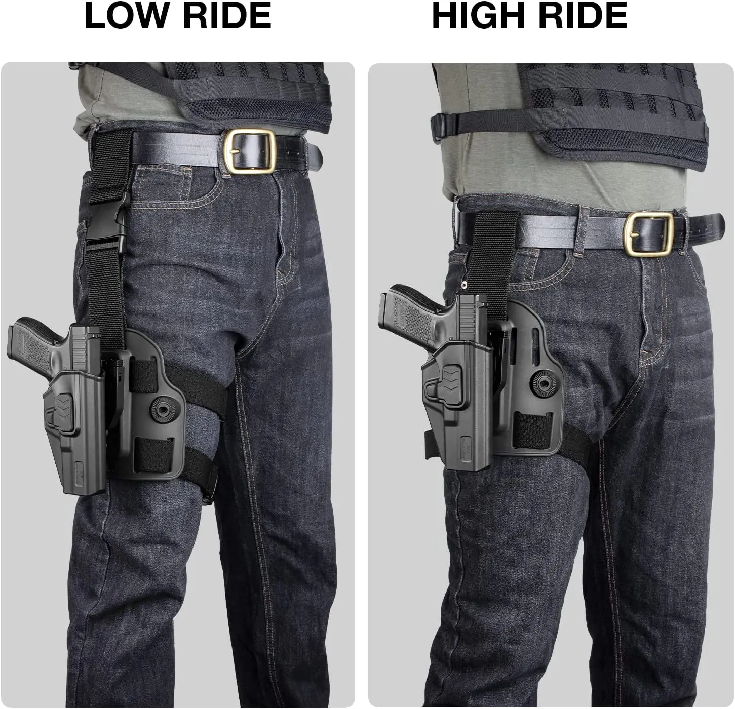 Se adapta a Glock 17 19, funda para pierna caída, pistola y flor, funda para pierna de polímero para equipo al aire libre para hombres, con retención de nivel II, mano derecha - imagen 5