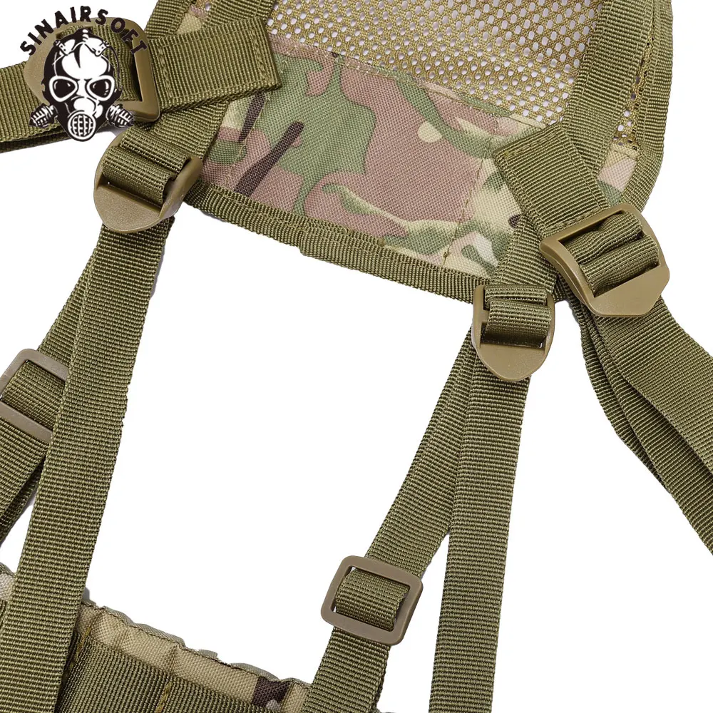 SINAIRSOFT-Chaleco táctico Molle, cinturón en forma de H para hombre, faja con correa para el hombro, equipo de caza acolchado suave ajustable - imagen 4