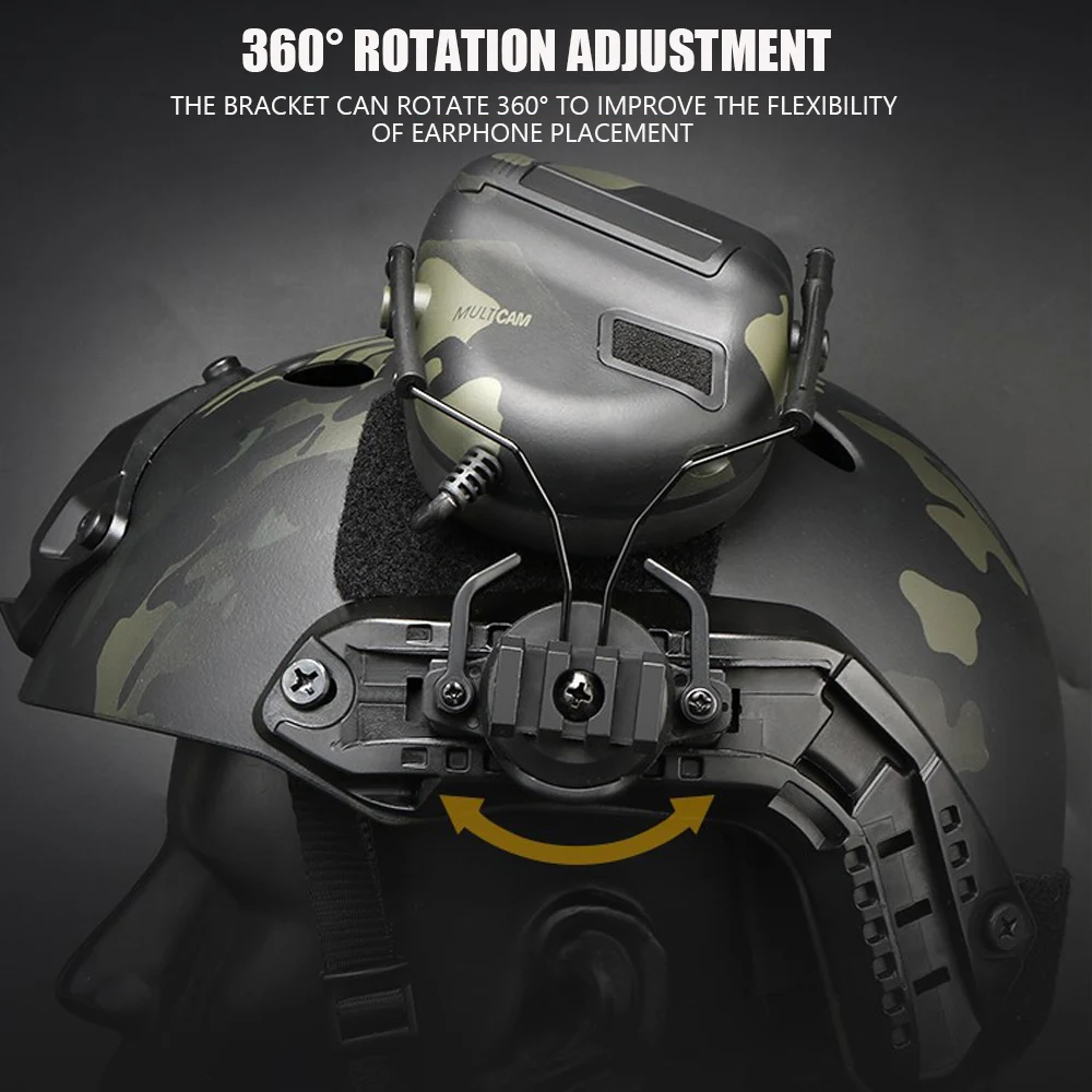 Soporte de auriculares táctico para casco Airsoft rápido de 19-21mm, adaptador de montaje en riel 360 °   Accesorios para auriculares de caza con ajuste de rotación - imagen 4