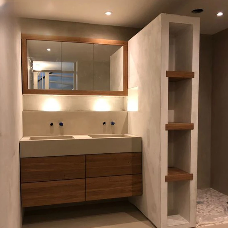 Combinación de lavabo integrado de madera maciza y pizarra, lavabo de baño moderno, mueble de baño para rostro, manos y lavabo - imagen 2