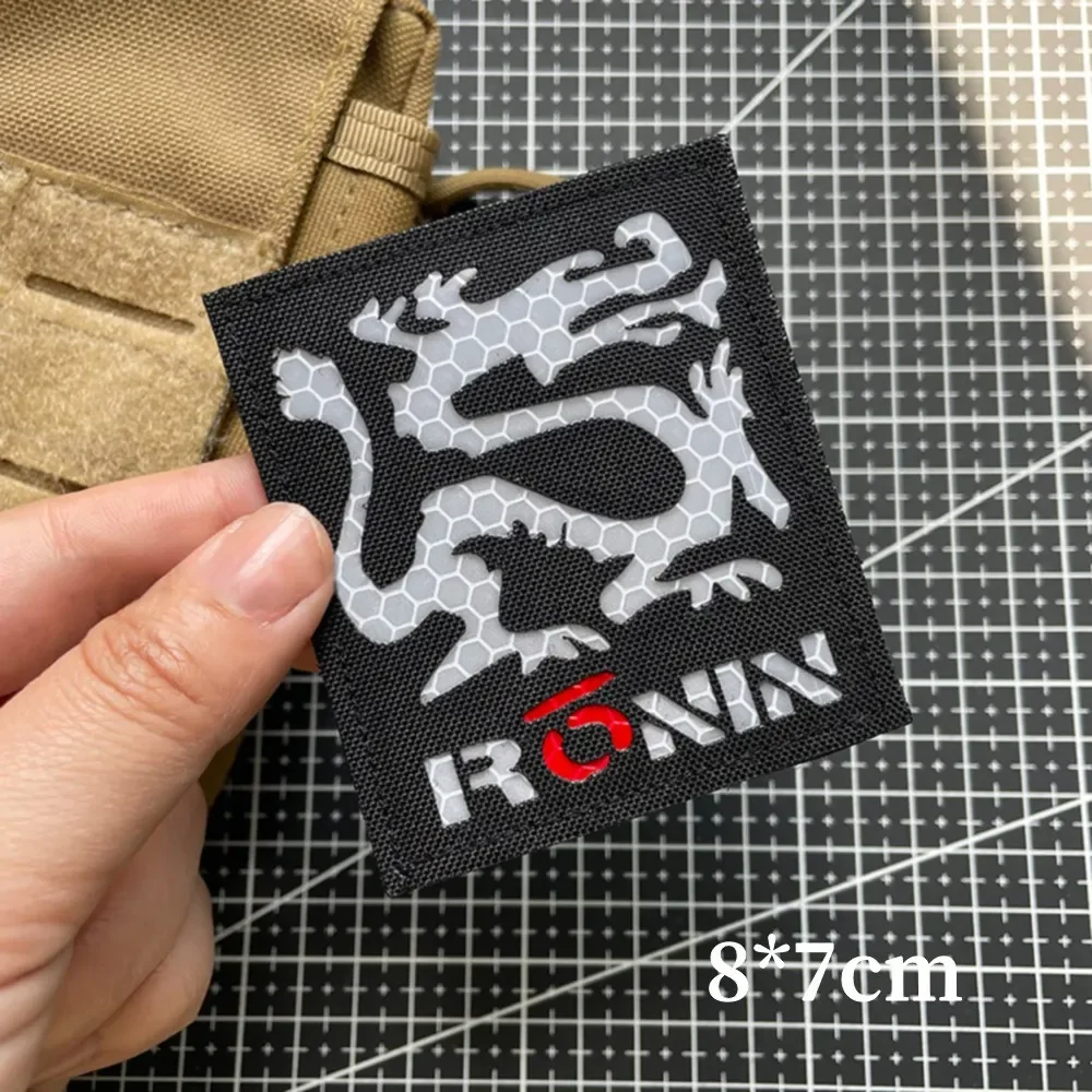 Ronin IR parches reflectantes de gancho y bucle para ropa, brazalete táctico de dragón, insignia de moral en mochila, sombrero, insignias de parche de ropa - imagen 2