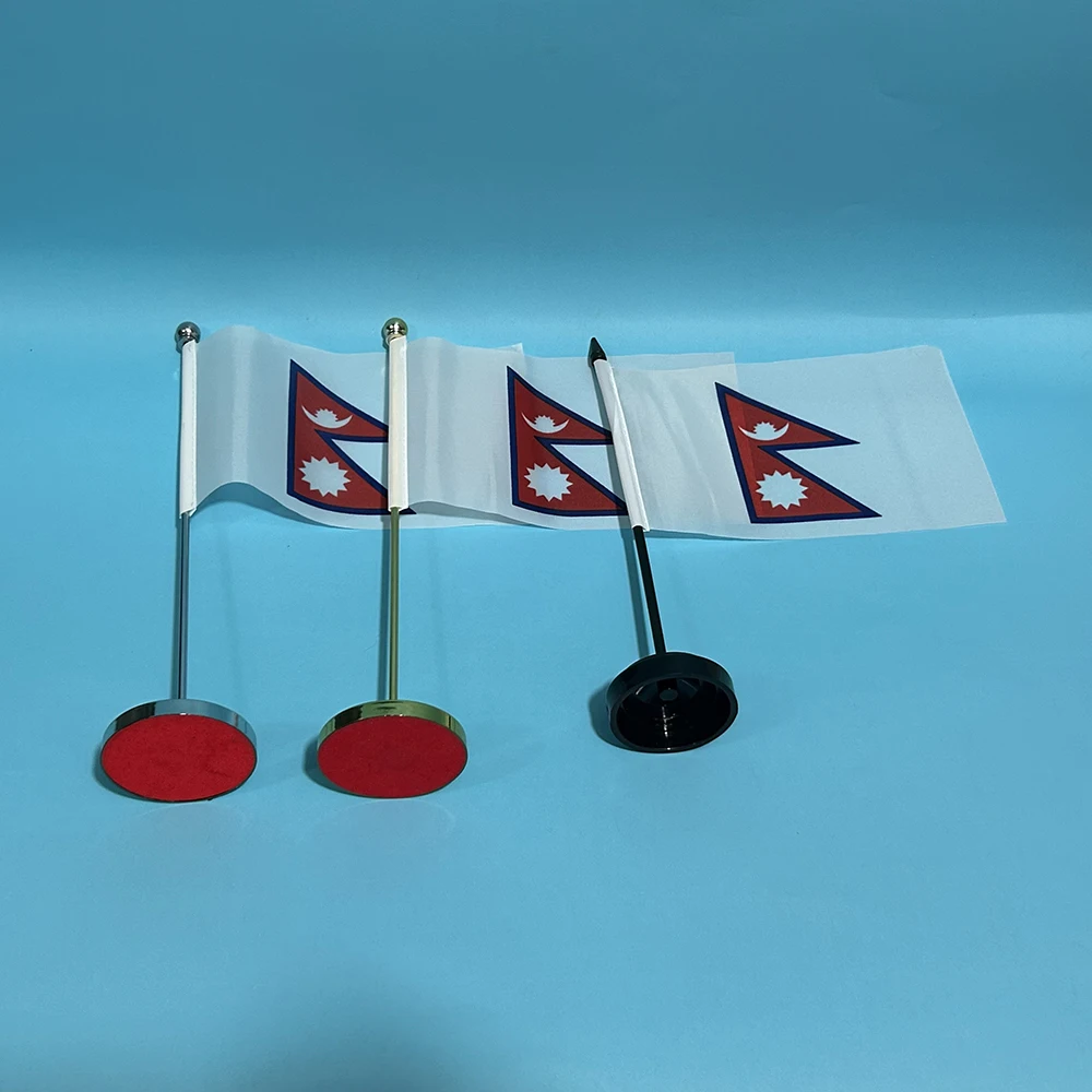 BANDERA DE SKY Bandera de escritorio de oficina Bandera de Nepal 14x21 cm Bandera de poliéster de Nepal Bandera nacional Bandera de país Adornos de escritorio Banderas - imagen 2