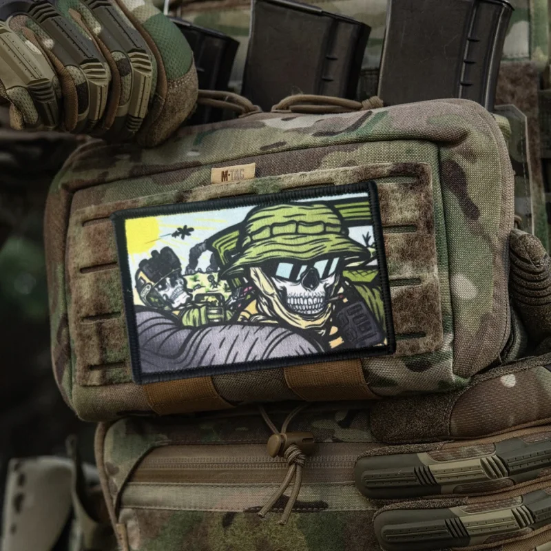 Parche estampado de miedo y sombrero, chaleco táctico, gancho y bucle, sombrero, insignia de moral, mochila, pegatina decorativa, parches para brazalete para ropa