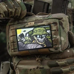 Parche estampado de miedo y sombrero, chaleco táctico, gancho y bucle, sombrero, insignia de moral, mochila, pegatina decorativa, parches para brazalete para ropa