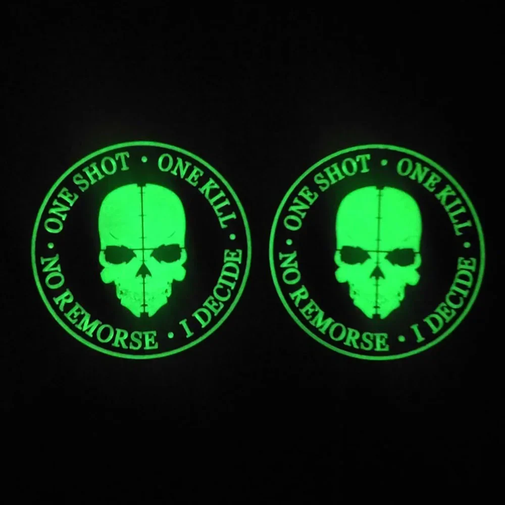 One Shot One Kill cráneo 3D PVC gancho y bucle parche táctico francotirador militar parches en ropa insignias de calavera - imagen 3
