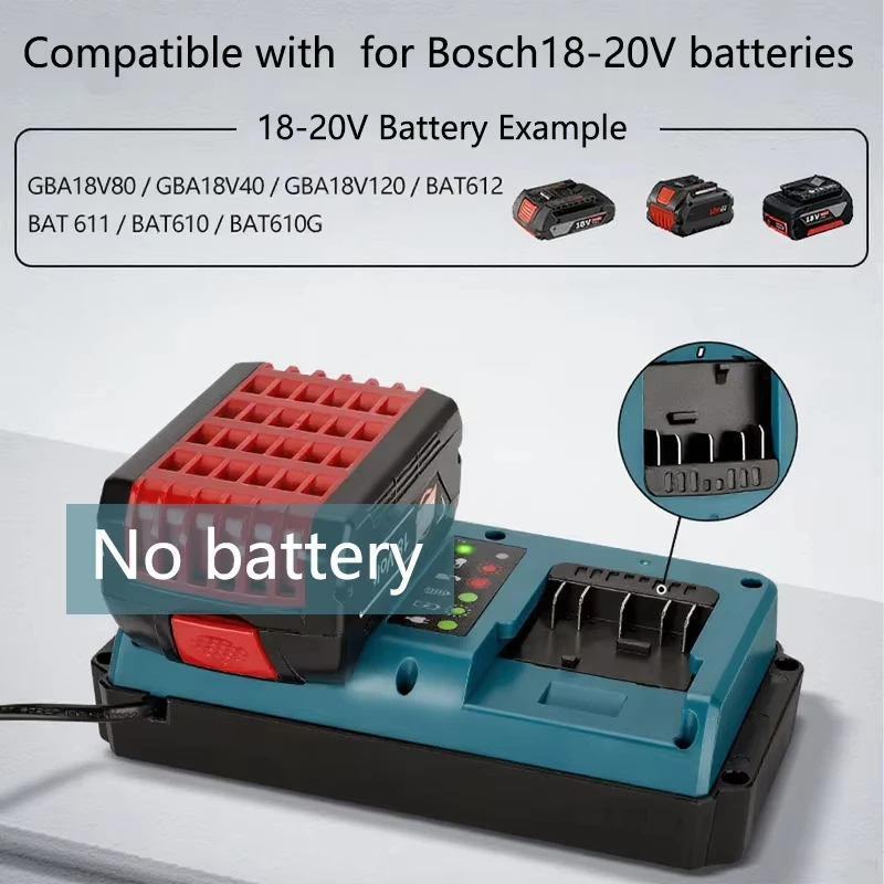 Cargador de batería de iones de litio de 2 puertos de carga rápida para Bosch 18V 20V GBA18V80/GBA18V40/GBA18V120 - imagen 4