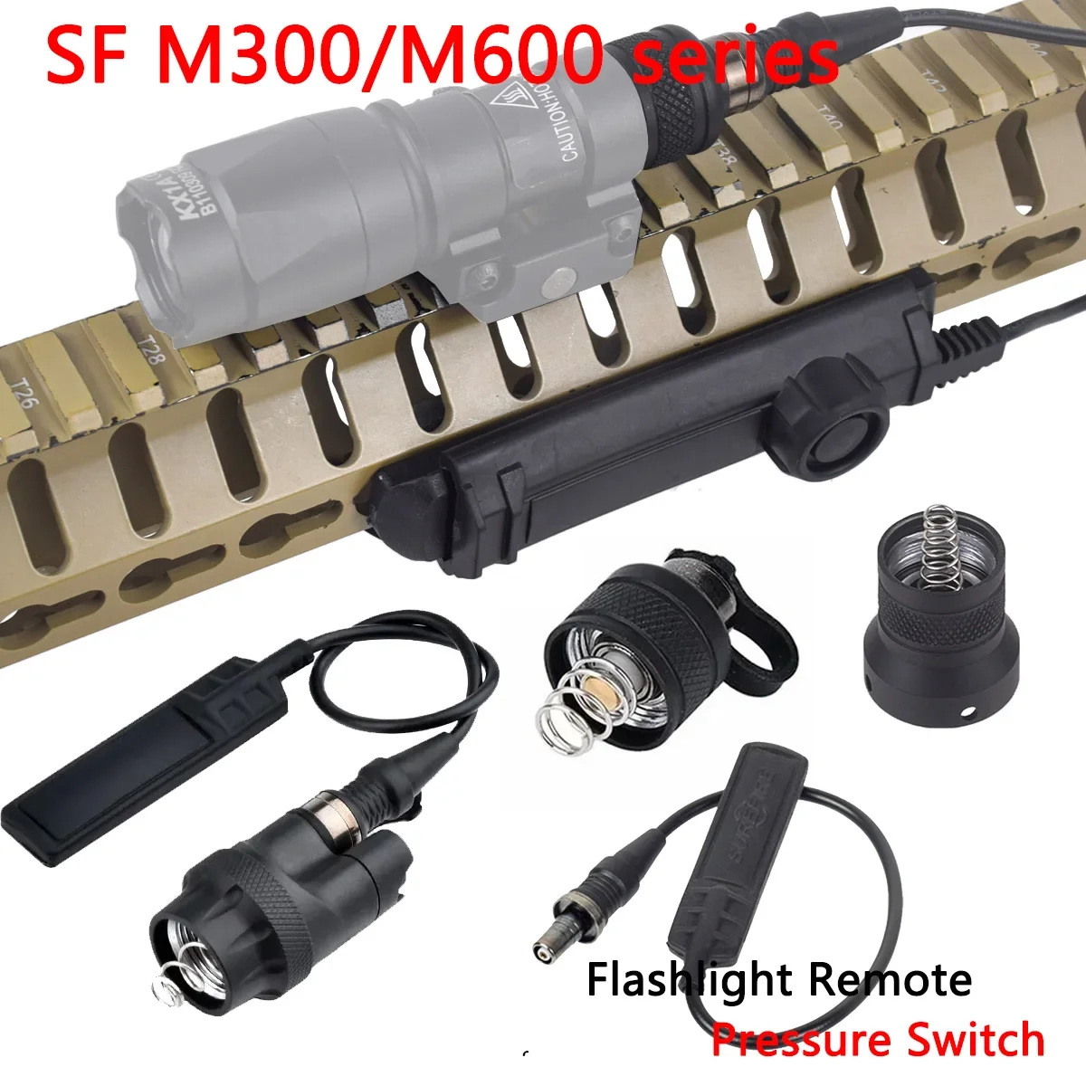 Cubierta de interruptor de presión de doble función, actualización táctica para Surefire M300 M600, linterna Airsoft, tapa trasera, luz para armas de caza
