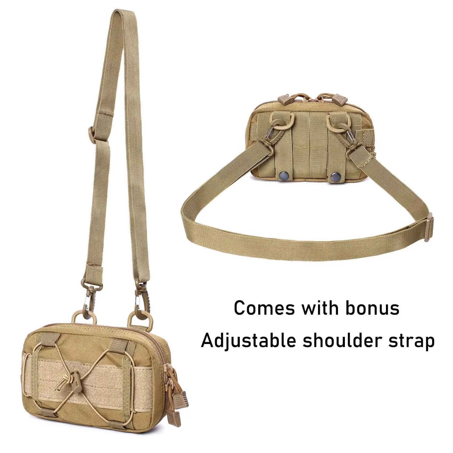 Bolsa Molle pequeña de nailon 1000D, bolsa de utilidad EDC impermeable con correa para el hombro para mochila, senderismo al aire libre, Camping - imagen 3
