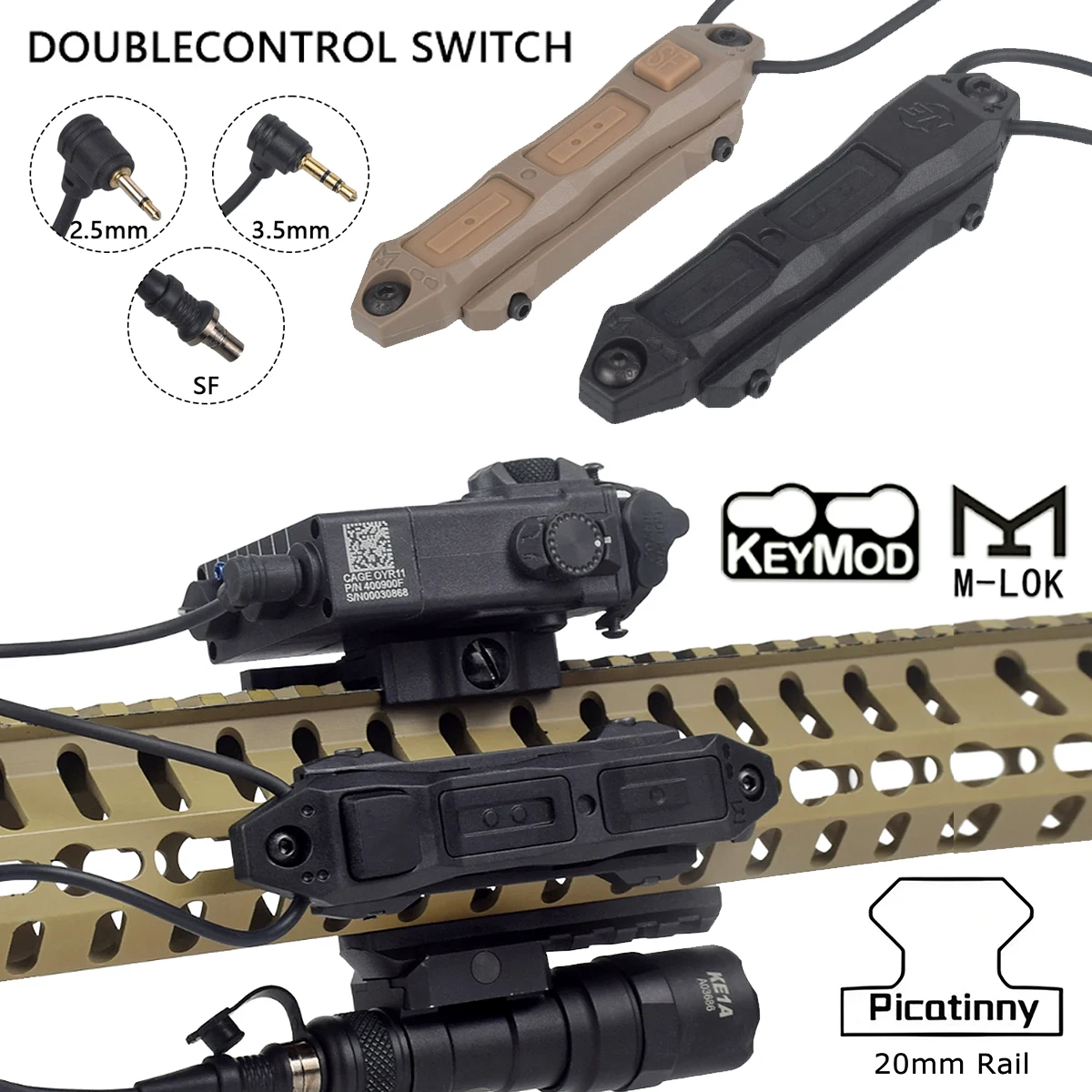 Luz táctica para armas Keymod/M-LOK con interruptor remoto doble