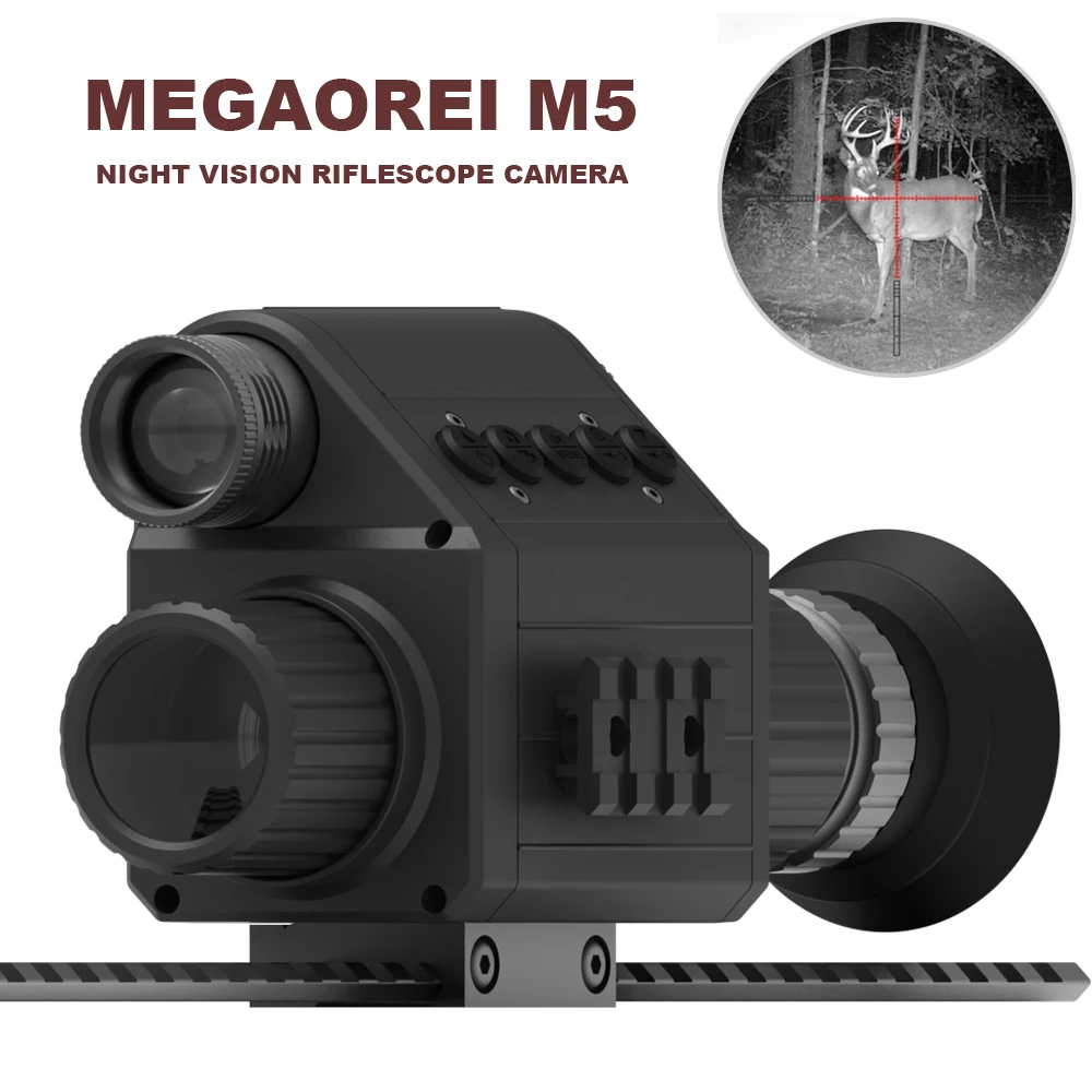 Megaorei M5 caza visión nocturna mira telescópica 5X Zoom HD 1080P grabación de fotos y vídeo cámara infrarroja Digital dispositivo de vigilancia