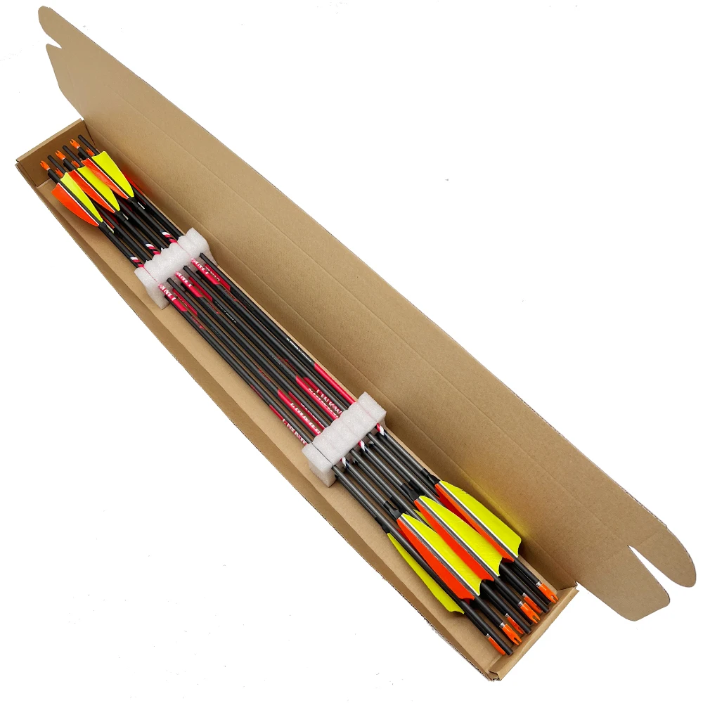 Rectitud +/-0.001 Flecha de carbono puro columna vertebral 600 30/32 pulgadas ID 4,2mm 3 pulgadas pluma de pavo arco entrenamiento de tiro 12 Uds - imagen 2