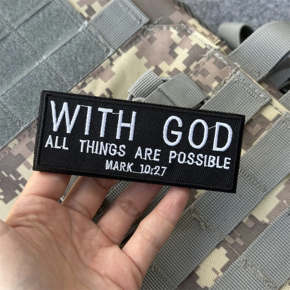 Parche táctico bordado versículo Marcos 10:7 – Insignia moral con velcro - imagen 5