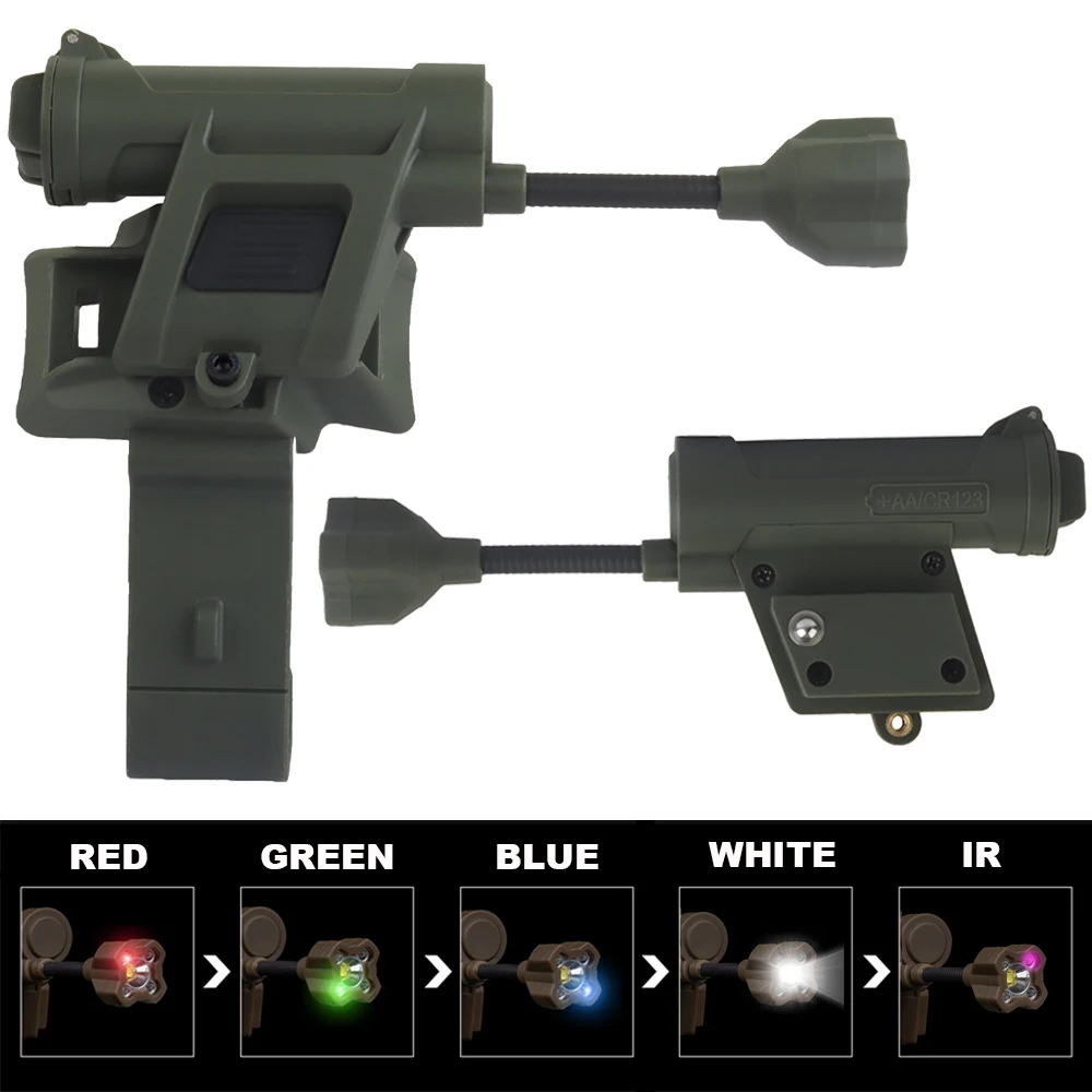Luz táctica para casco MPLS de 4. a generación, 5 modos, luz roja/verde/azul/blanca/IR IFF, linterna para senderismo al aire libre, caza y pesca