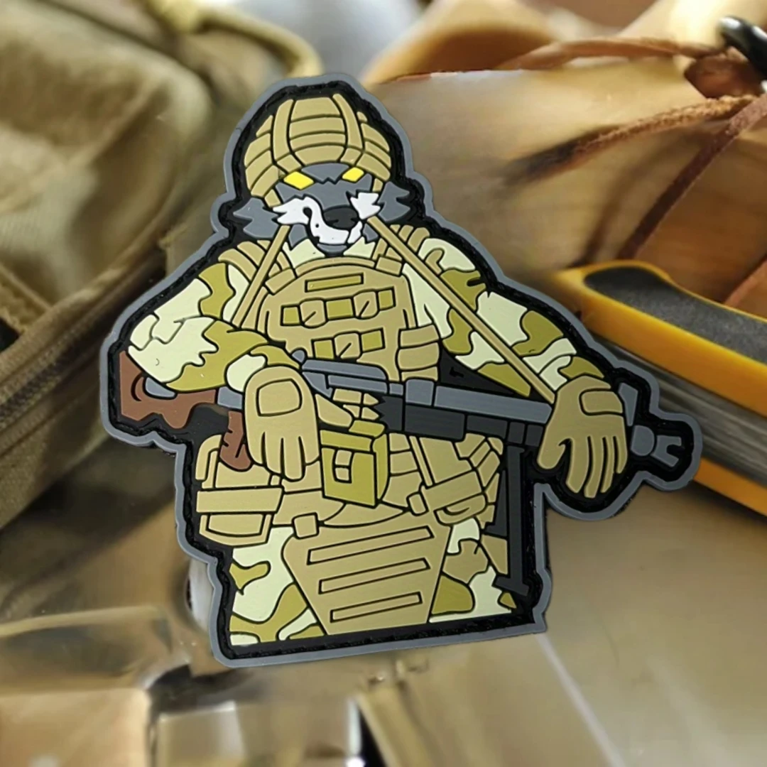 Parche táctico de moral de ametralladora Rex, parches de gancho y bucle de PVC 3D de lobo, pegatina decorativa para mochila al aire libre - imagen 5