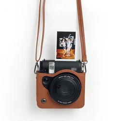 Bolsa de cámara para Instax Mini 99, funda de cuero PU con correa para el hombro, funda de fotografía de PU, bolsa de almacenamiento para cámara