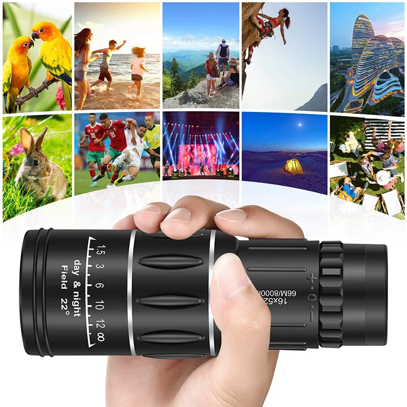 Potente telescopio Monocular 16x52, alcance de doble enfoque, binoculares con Zoom, Prisma, Monocle compacto para caza, equipo de Camping, nuevo - imagen 2