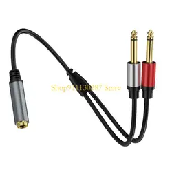 J1HC Cable sonido estéreo confiable 6,35 mm a mono macho doble Exterior PVC suave para mezcladores