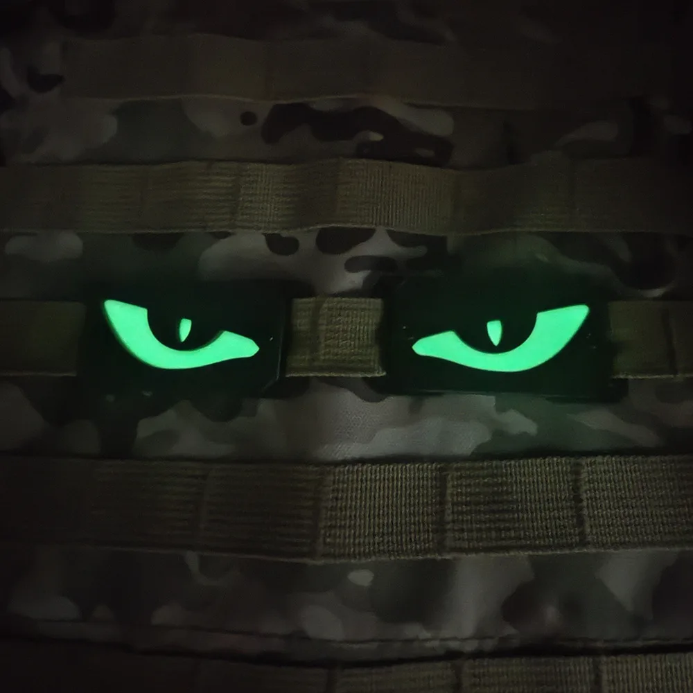 Paraguas, MED, EDC, radiación Nuclear, equipo táctico de ojos de gato que brilla en la noche, Molle identifica la seguridad al aire libre parche de tira de marca - imagen 5