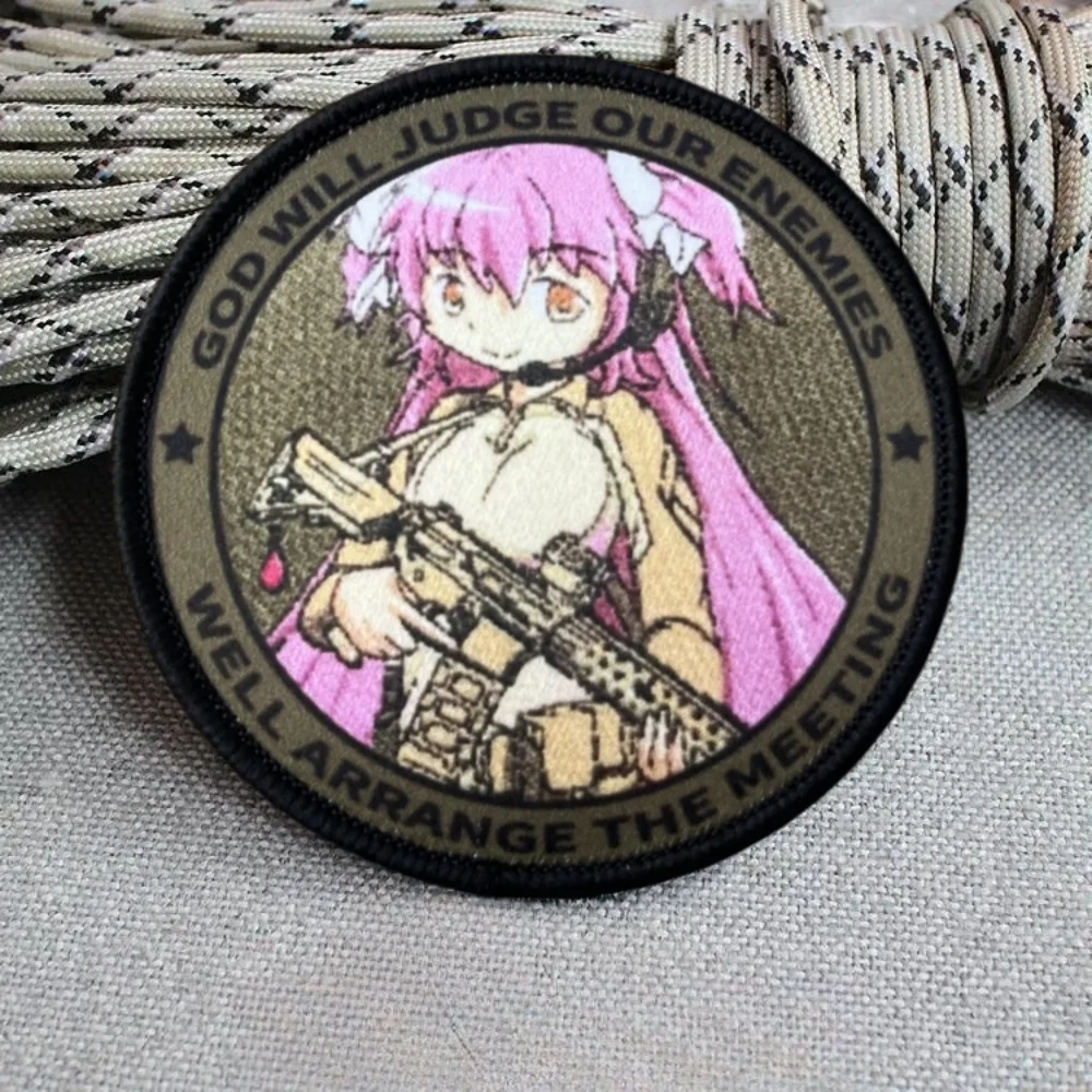 Parche táctico de God Will Judge Enemies, emblema de gancho y bucle impreso para chica, insignia de moral militar, brazalete, pegatinas para mochila - imagen 4