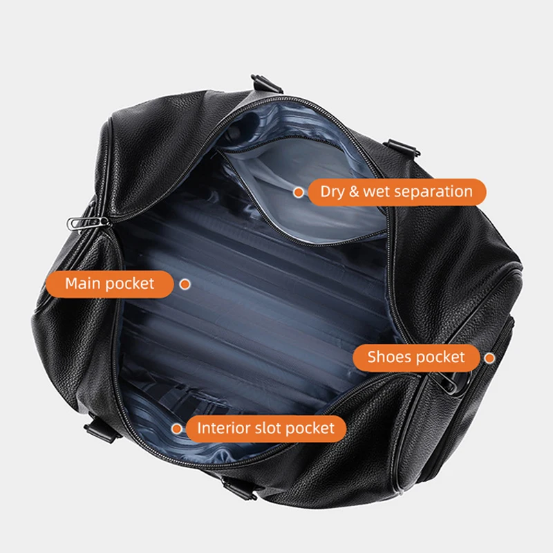 Bolsa de Yoga para Fitness de PU con bolsillo para zapatos, mochila de viaje al aire libre, bolsos de hombro de corta distancia, bolso de equipaje para viaje de negocios seco y húmedo - imagen 3