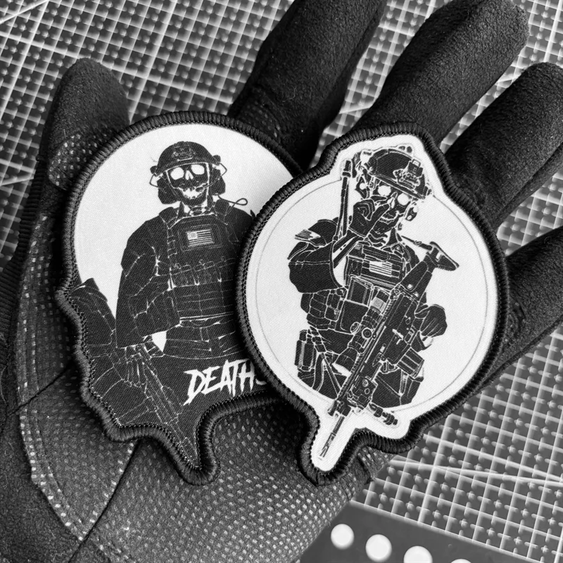 Parches tácticos de soldado de calavera, insignia de moral de Rifleman del ejército, gancho de impresión y bucle, brazalete militar, pegatina para mochila - imagen 4