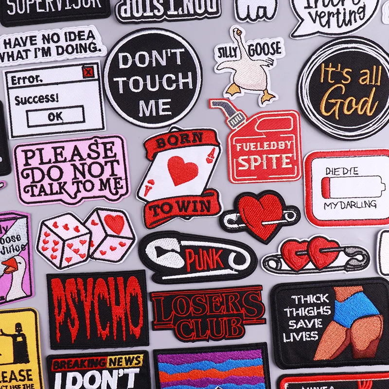 Parches para planchar para ropa del Club de Losers, parches bordados PSYCHO en chaqueta, pantalones vaqueros, sombrero, rosa, cosido en pegatina Fusible, insignia decorativa - imagen 2
