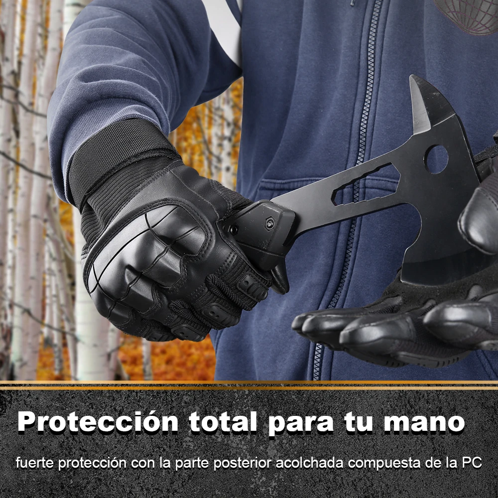 Guantes tácticos de cuero PU para pantalla táctil para hombres, guantes de combate, Airsoft, deportes, ciclismo, Paintball, caza, tiro, guante de dedo completo - imagen 5