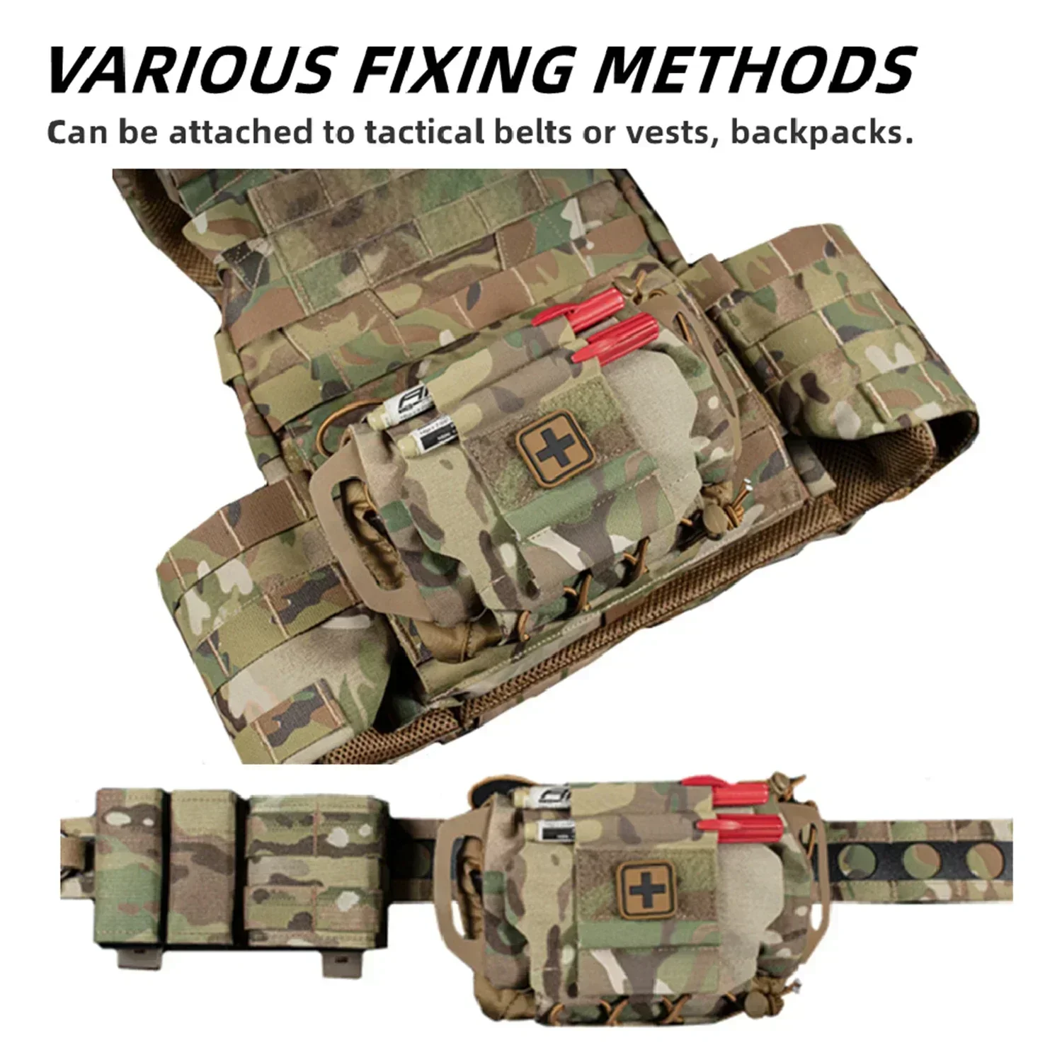 IFAKon Reflex-M Bolsa para botiquín de primeros auxilios para cinturón de servicio, sistema MOLLE de dos piezas IFAK Trauma Kit Med Roll Carrier para emergencias al aire libre - imagen 3
