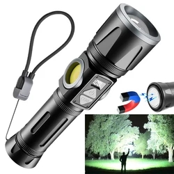 Linterna magnética de 10000 lúmenes, luz de Flash superbrillante, linterna LED táctica para caza, Camping, deportes al aire libre