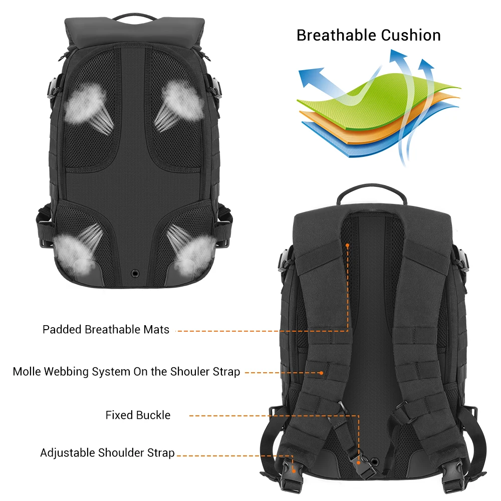 Mochila táctica Molle de 24L, bolsa impermeable para escalada, senderismo, deportes al aire libre, Camping, senderismo, bolsa de viaje - imagen 5