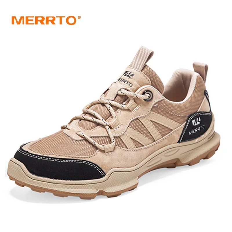 MERRTO-zapatos de senderismo de cuero de vaca para hombre, zapatillas transpirables para senderismo, trotar, gimnasio, deportes al aire libre, entrenadores de malla, zapatillas informales - imagen 2