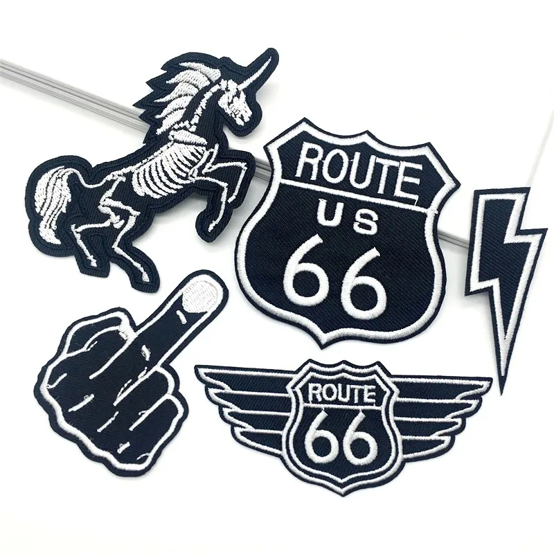 Parches bordados Punk para ropa, pegatinas para planchar, 5 piezas, color blanco y negro - imagen 4