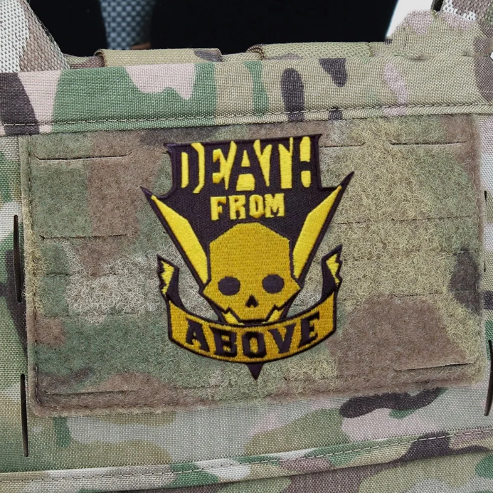 Parches tácticos militares de calavera Death From Above, Parche de gancho y bucle, pegatinas de mochila para insignias de ropa - imagen 5
