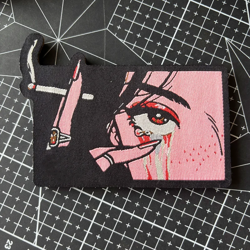 Parche táctico sorprendente para fumar chica, insignia de moral de mujer hermosa, parches estampados, gancho y bucle, pegatina para mochila militar - imagen 2