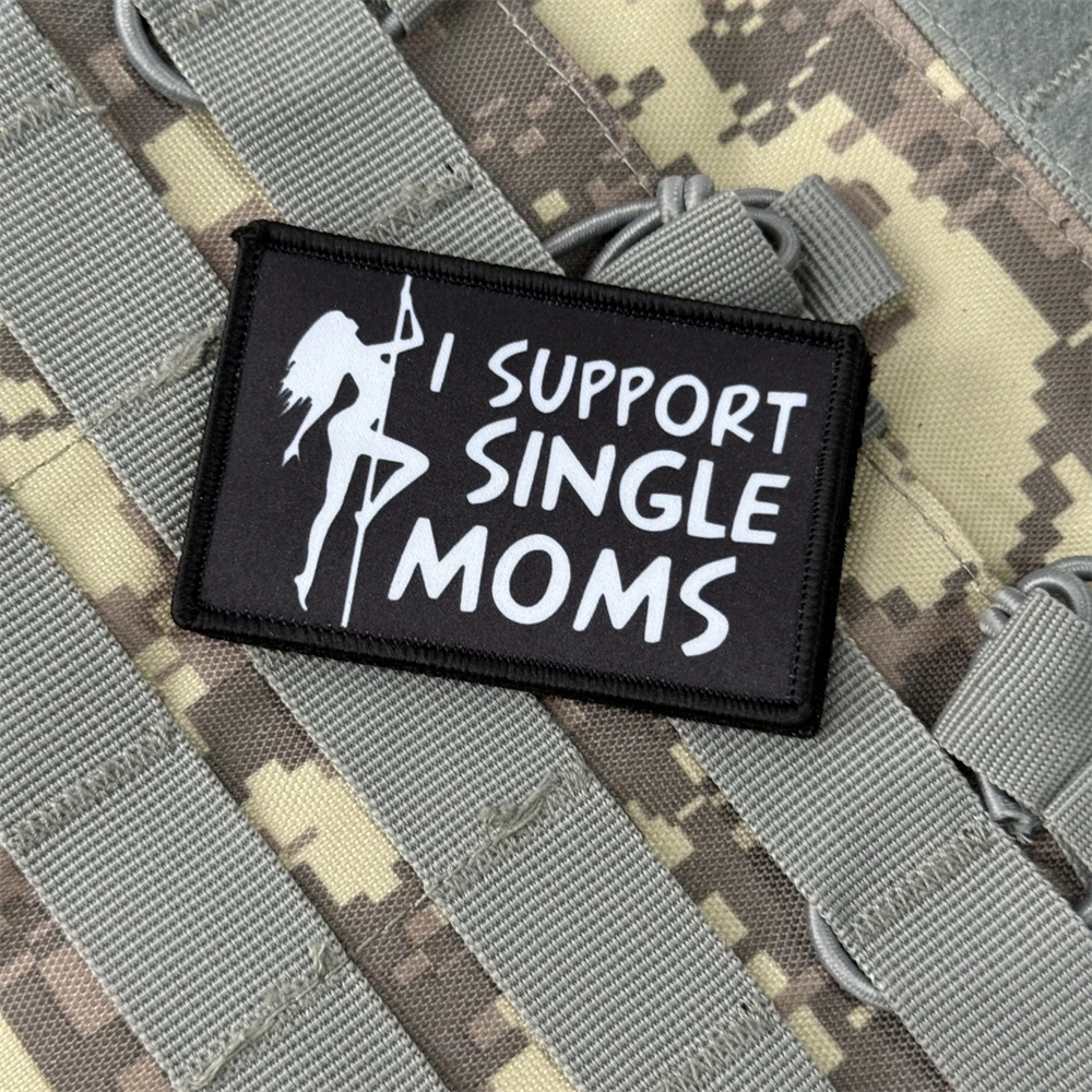 Parche táctico de apoyo para mamás solteras, bandera de EE. UU., gancho y bucle, pegatina para mochila del ejército militar, parches impresos para ropa - imagen 3