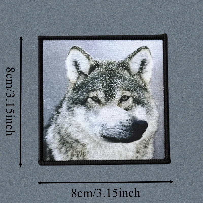 Parche con estampado de lobo militar Chevron, chaleco táctico, insignia de moral con gancho y bucle, pegatinas decorativas para mochila, parches para brazalete para ropa - imagen 3