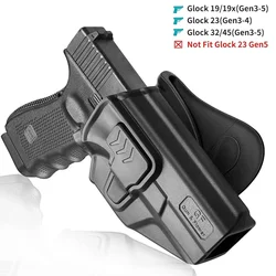 Compatible con Glock 19 Gen 3-5,Glock 23/32 Gen 3-4,G19X/44/45, funda OB, accesorio de bolsas de polímero de liberación de índice de transporte oculto, mano derecha