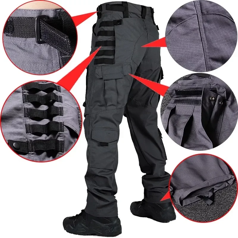Nuevos pantalones Cargo de camuflaje tácticos para hombre, monos de adiestramiento al aire libre impermeables con múltiples bolsillos, pantalones de combate de campo, ropa de caza - imagen 3