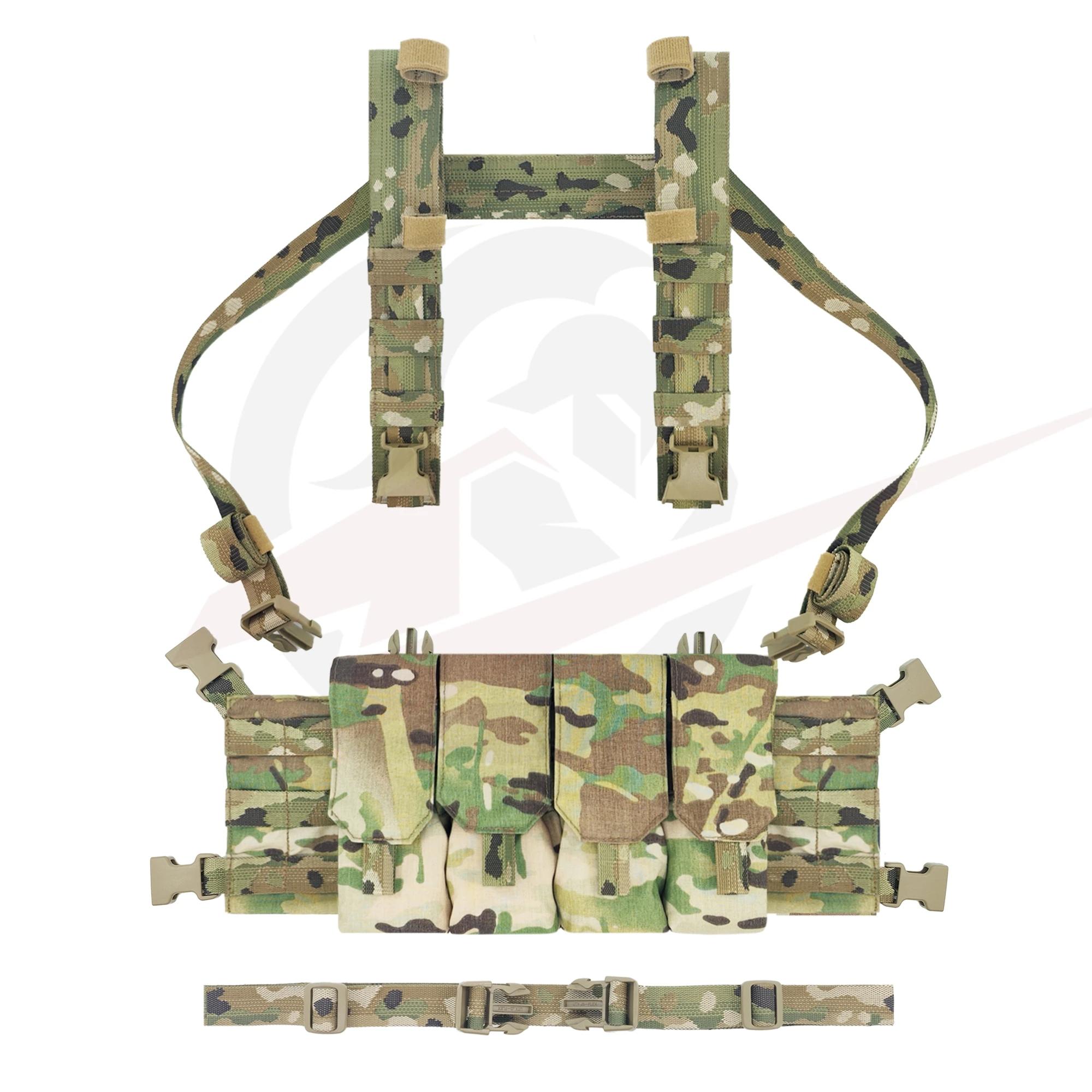Portaplacas pecho táctico MOLLE cuádruple para patrulla