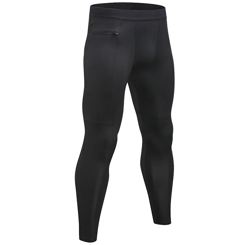 Pantalones de compresión para hombre, ropa deportiva de secado rápido, mallas para correr, Legging, entrenamiento físico, deporte de ciclismo, pantalones de Yoga con bolsillo con cremallera - imagen 4